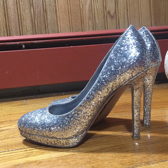 Shoes of Prey Shoes - Shoes Of Prey Silver glittery stilettos size 8 1/2